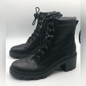 Madden Girl Steven Madden Black Faux Leather Lug Combat Moto Booties Women’s 11